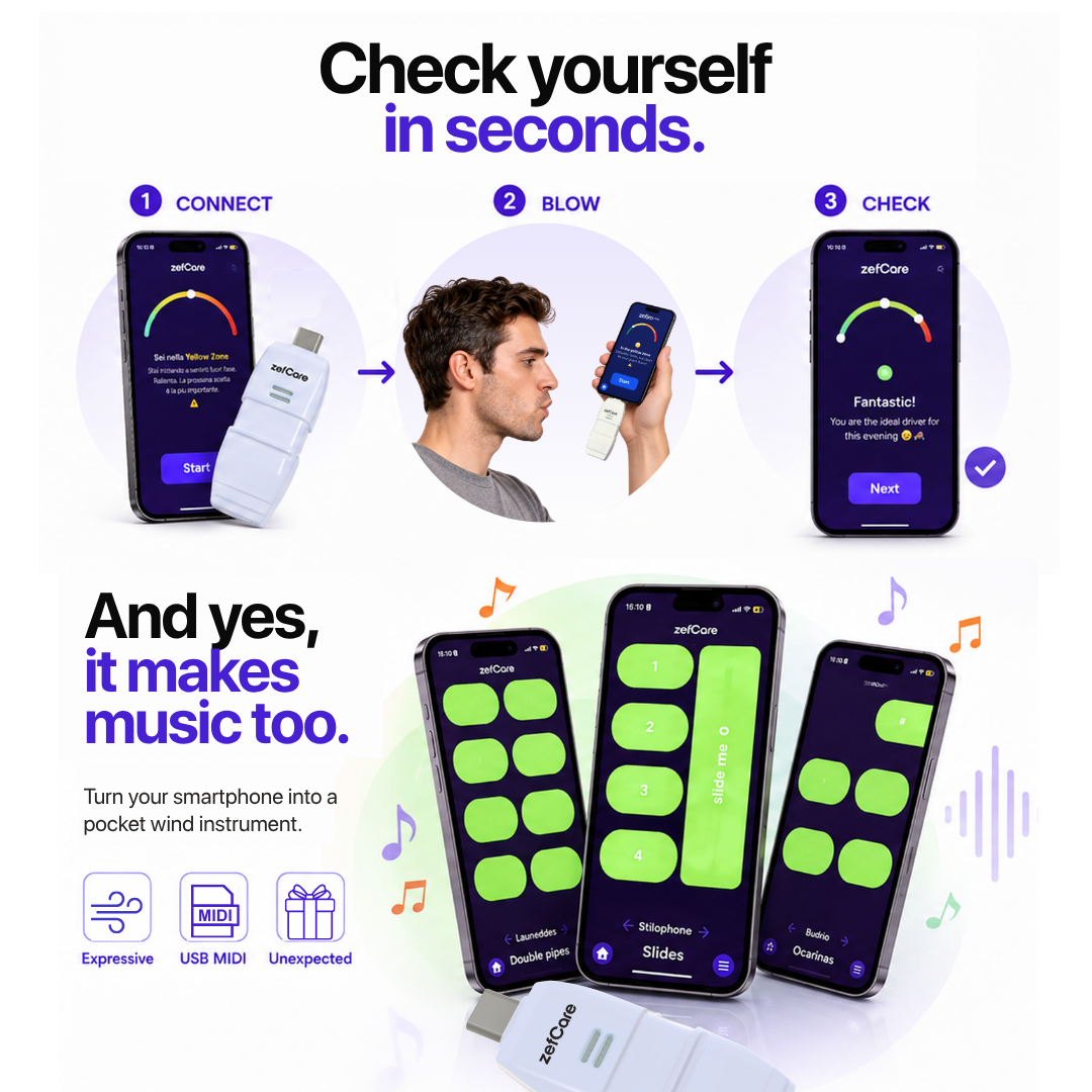zefCare - A tiny MIDI breath controller with integrated sobriety test!