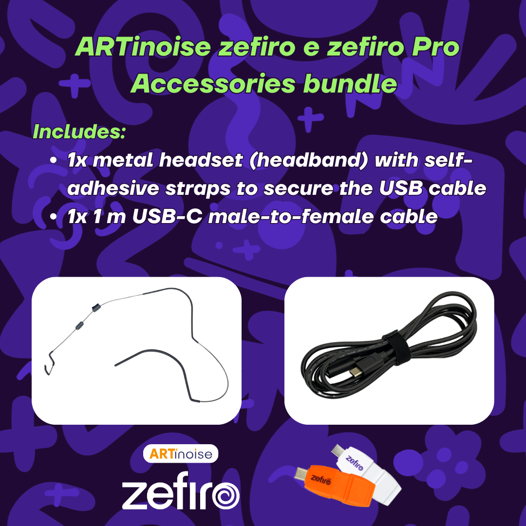 Accessories Bundle for zefiro  & zefiro Pro - USB-C Male-Female Cable 1 Meter + Headset